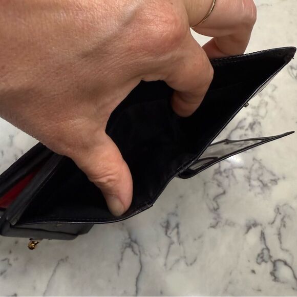 Elegant vintage Black lizard and Gold with ruby crystal Clasp Wallet - Picture 6 of 11